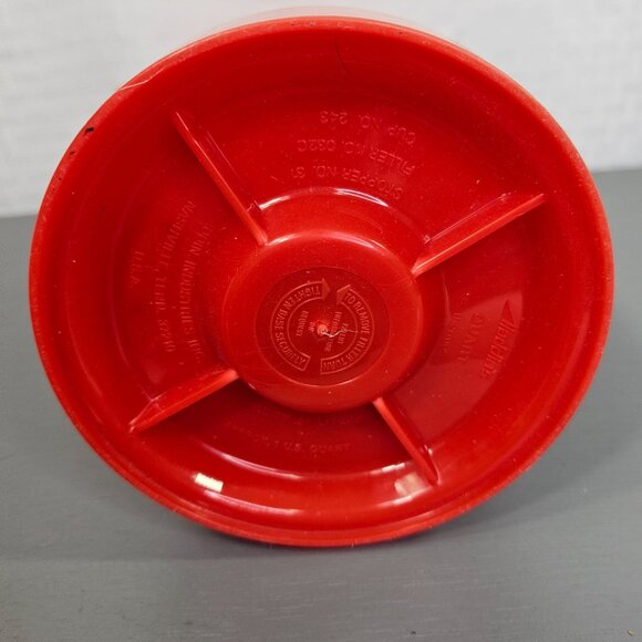 Vintage Aladdin Red Thermos With Black Pattern 1 Quart Plastic 1960s Retro Desig - Picture 3 of 7